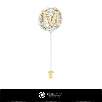 3D Brooch With Letter M Home, Bijoux 3D CAO, Broches 3D CAO, Broche de Baton 3D