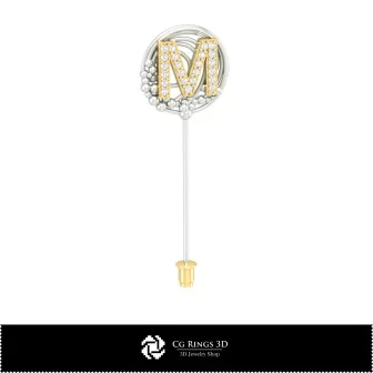 3D Brooch With Letter M Home, Bijuterii 3D , Brose 3D CAD, Brosa Ac 3D