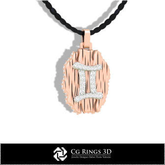 Gemini Zodiac Pendant - 3D CAD Home,  Jewelry 3D CAD, Pendants 3D CAD , Vintage Jewelry 3D CAD , 3D Zodiac Pendants, 3D Retro Mo