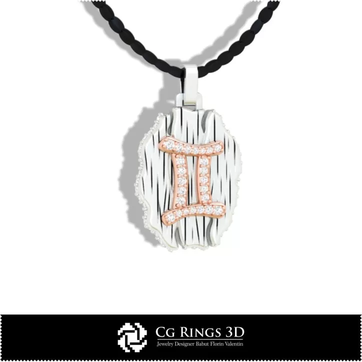 Zwillinge Sternzeichen Anhänger - 3D CAD