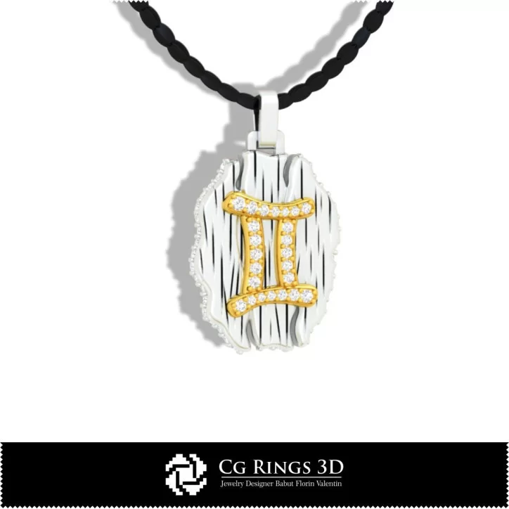 Gemini Zodiac Pendant - 3D CAD