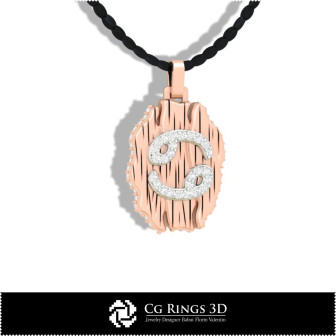 Cancer Zodiac Pendant - 3D CAD Home,  Jewelry 3D CAD, Pendants 3D CAD , Vintage Jewelry 3D CAD , 3D Zodiac Pendants, 3D Retro Mo