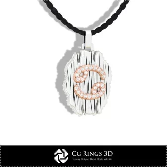 Cancer Zodiac Pendant - 3D CAD Home, Bijoux 3D CAO, Pendentifs 3D CAO, Bijoux Vintage 3D CAO, Pendentifs du Zodiaque 3D, Bijoux 