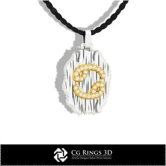 Cancer Zodiac Pendant - 3D CAD Home, Bijoux 3D CAO, Pendentifs 3D CAO, Bijoux Vintage 3D CAO, Pendentifs du Zodiaque 3D, Bijoux 