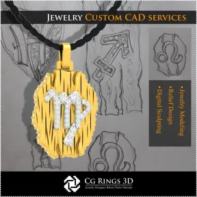 Virgo Zodiac Pendant - 3D CAD Home,  Jewelry 3D CAD, Pendants 3D CAD , Vintage Jewelry 3D CAD , 3D Zodiac Pendants, 3D Retro Mod
