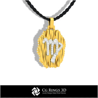 Virgo Zodiac Pendant - 3D CAD Home,  Jewelry 3D CAD, Pendants 3D CAD , Vintage Jewelry 3D CAD , 3D Zodiac Pendants, 3D Retro Mod