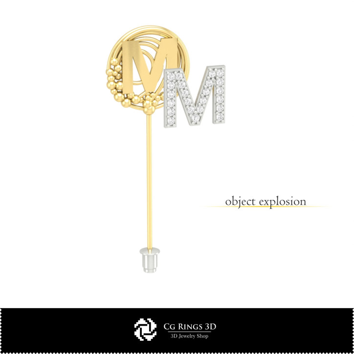 3D Brooch With Letter M