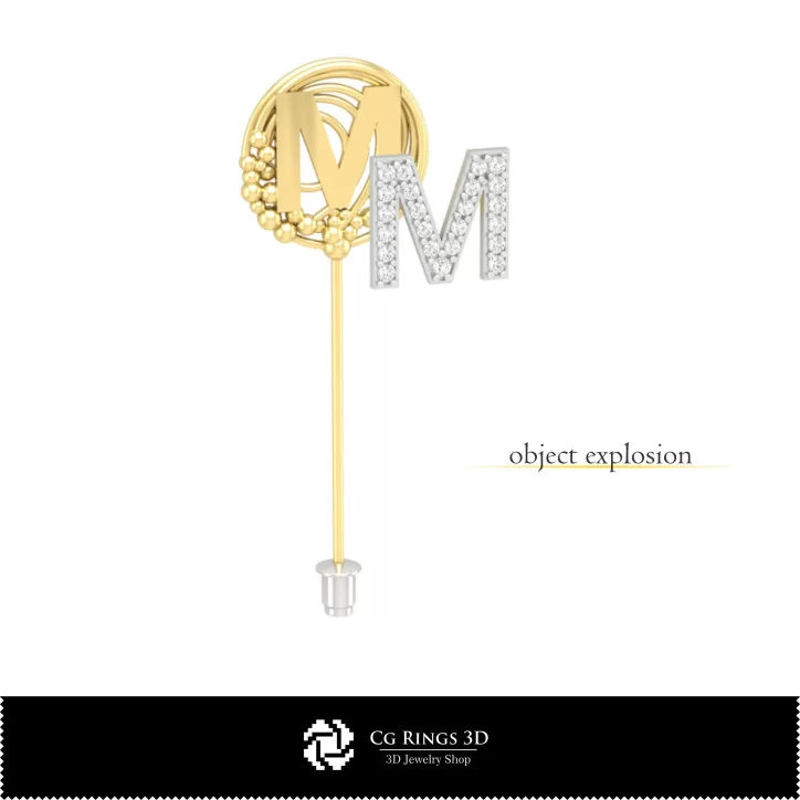 3D Brooch With Letter M