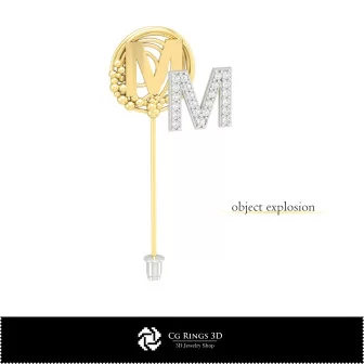 3D Brooch With Letter M Home, Bijoux 3D CAO, Broches 3D CAO, Broche de Baton 3D