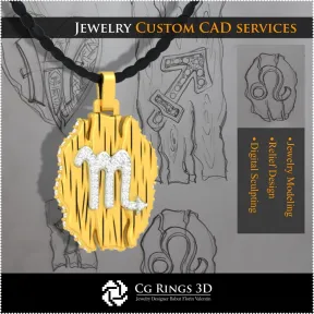 Scorpio Zodiac Pendant - 3D CAD Home,  Jewelry 3D CAD, Pendants 3D CAD , Vintage Jewelry 3D CAD , 3D Zodiac Pendants, 3D Retro M