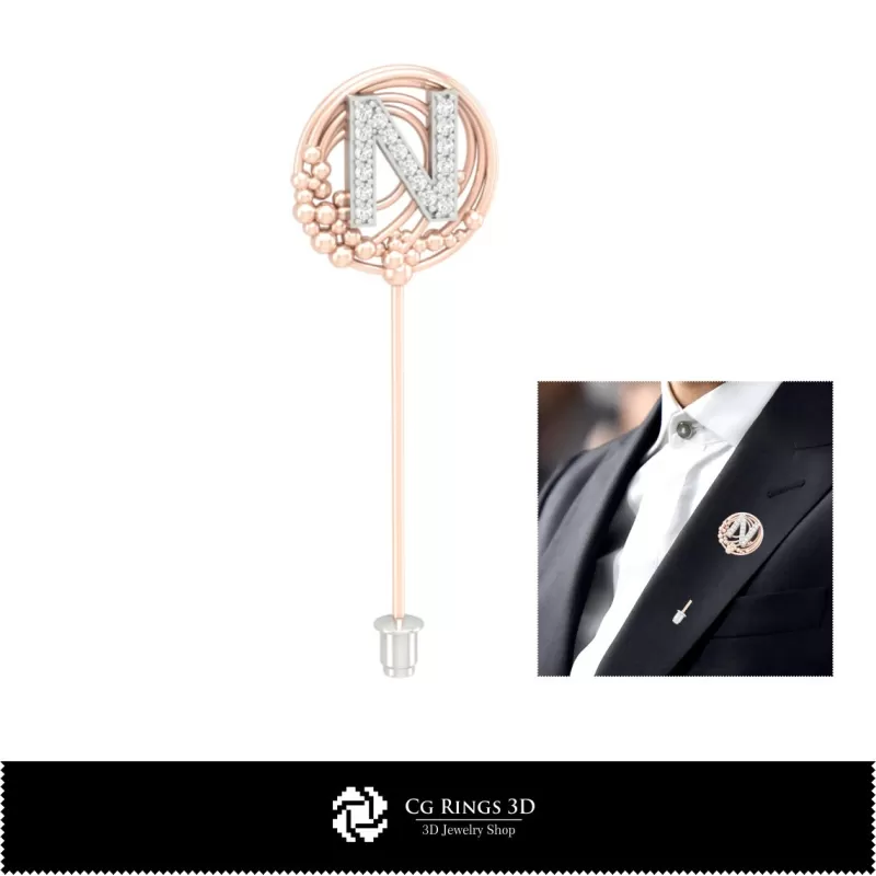 Broche 3D avec lettre N