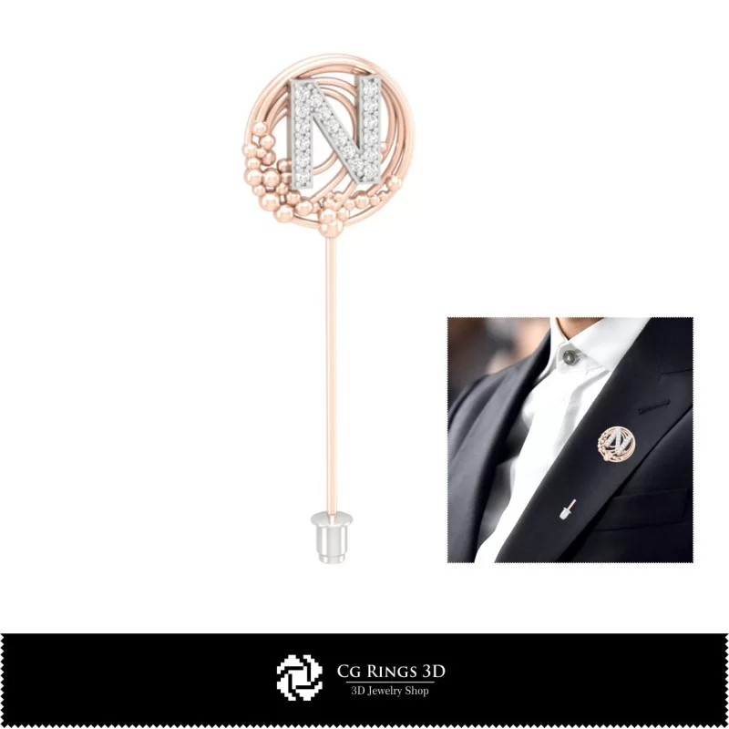 Broche 3D con letra N