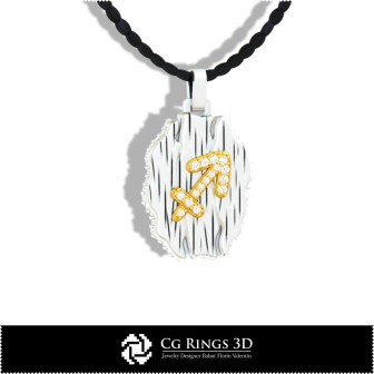 Sagittarius Zodiac Pendant - 3D CAD Home, Bijoux 3D CAO, Pendentifs 3D CAO, Bijoux Vintage 3D CAO, Pendentifs du Zodiaque 3D, Bi