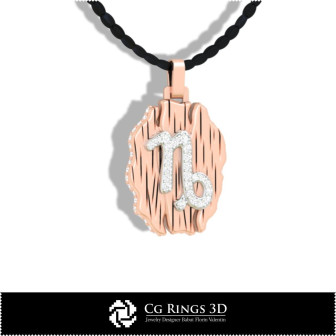Capricorn Zodiac Pendant - 3D CAD Home,  Jewelry 3D CAD, Pendants 3D CAD , Vintage Jewelry 3D CAD , 3D Zodiac Pendants, 3D Retro