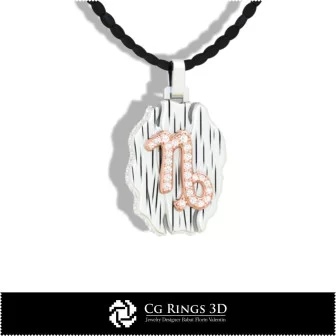 Capricorn Zodiac Pendant - 3D CAD Home, Jewelry 3D CAD, Pendants 3D CAD , Vintage Jewelry 3D CAD , 3D Zodiac Pendants, 3D Retro