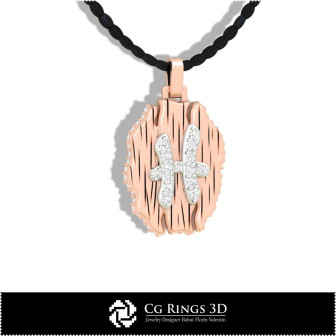 Pisces Zodiac Pendant - 3D CAD Home,  Jewelry 3D CAD, Pendants 3D CAD , Vintage Jewelry 3D CAD , 3D Diamond Pendants, 3D Zodiac 