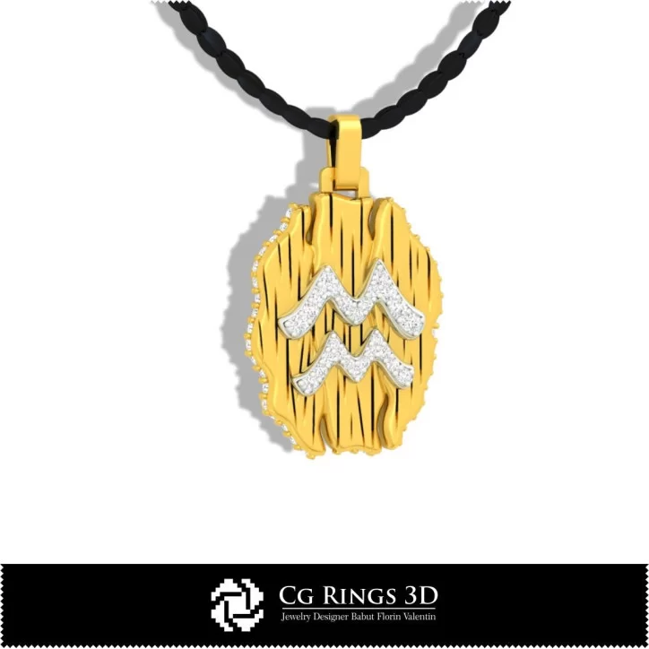 Aquarius Zodiac Pendant - 3D CAD