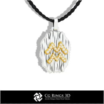 Aquarius Zodiac Pendant - 3D CAD Home, Bijoux 3D CAO, Pendentifs 3D CAO, Bijoux Vintage 3D CAO, Pendentifs du Zodiaque 3D, Bijou