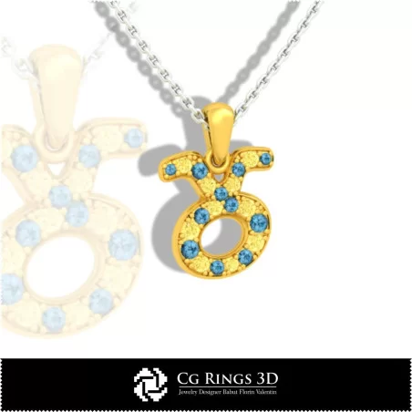 Colgante Infantil Signo Tauro - CAD 3D para el Hogar, CAD 3D de Joyería, CAD 3D de Colgantes, Colgantes Zodiacales 3D,