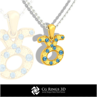 Taurus Zodiac Children Pendant - 3D CAD Home, Bijoux 3D CAO, Pendentifs 3D CAO, Pendentifs du Zodiaque 3D, Pendentifs Enfants 3D