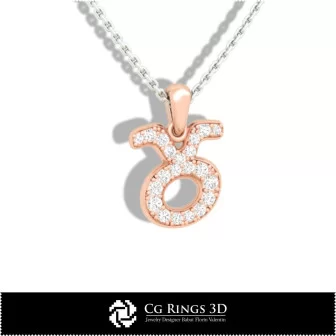 Taurus Zodiac Children Pendant - 3D CAD Home, Bijoux 3D CAO, Pendentifs 3D CAO, Pendentifs du Zodiaque 3D, Pendentifs Enfants 3D