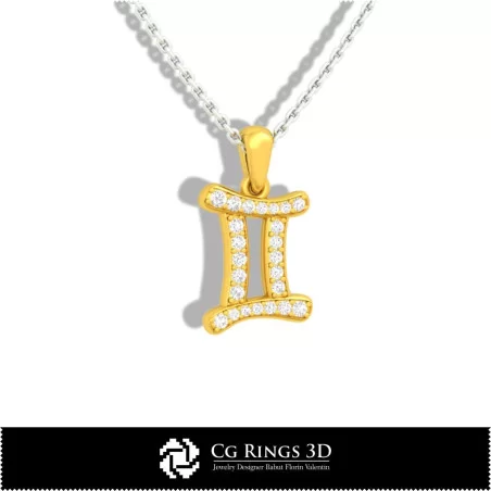 Gemini Zodiac Children Pendant - 3D CAD