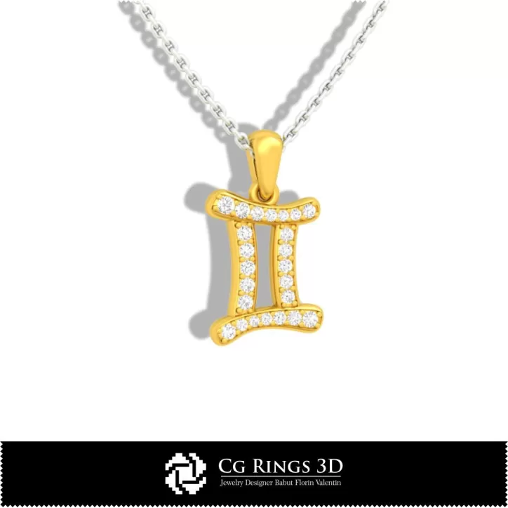Zwillinge Tierkreis Kinder Anhänger - 3D CAD