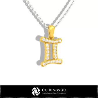 Gemini Zodiac Children Pendant - 3D CAD Home, Jewelry 3D CAD, Pendants 3D CAD , 3D Zodiac Pendants, 3D Children Pendants