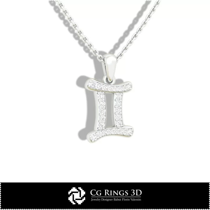 Gemini Zodiac Children Pendant - 3D CAD