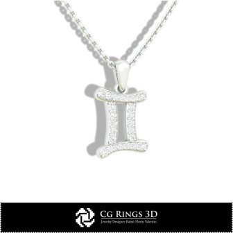 Gemini Zodiac Children Pendant - 3D CAD Home, Bijoux 3D CAO, Pendentifs 3D CAO, Pendentifs du Zodiaque 3D, Pendentifs Enfants 3D