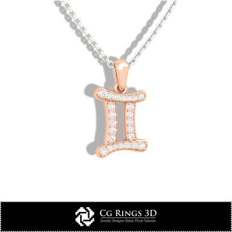 Gemini Zodiac Children Pendant - 3D CAD Home, Bijoux 3D CAO, Pendentifs 3D CAO, Pendentifs du Zodiaque 3D, Pendentifs Enfants 3D