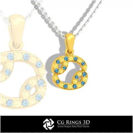 Cancer Zodiac Children Pendant - 3D CAD Home, Jewelry 3D CAD, Pendants 3D CAD , 3D Zodiac Pendants, 3D Children Pendants