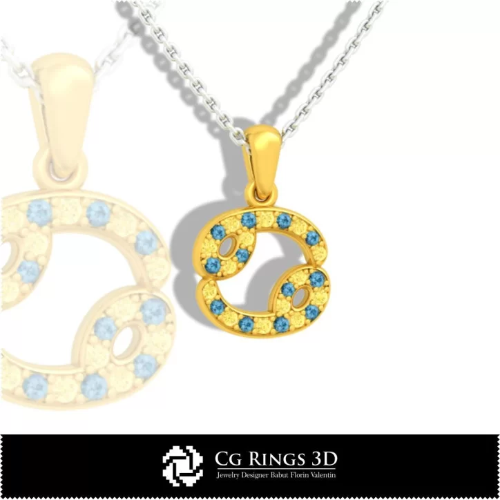 Cancer Zodiac Children Pendant - 3D CAD