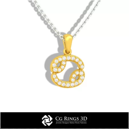 Cancer Zodiac Children Pendant - 3D CAD