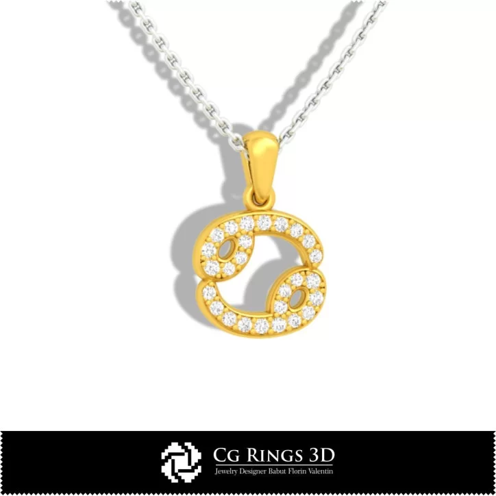 Cancer Zodiac Children Pendant - 3D CAD