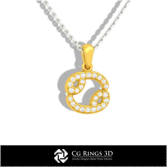 Cancer Zodiac Children Pendant - 3D CAD Home, Bijoux 3D CAO, Pendentifs 3D CAO, Pendentifs du Zodiaque 3D, Pendentifs Enfants 3D