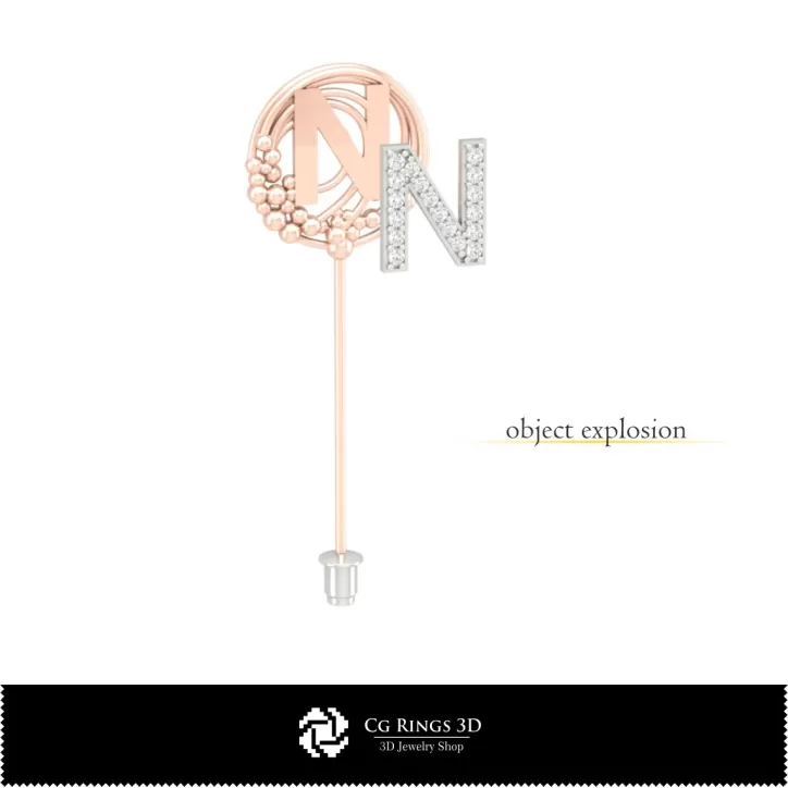 Broche 3D con letra N