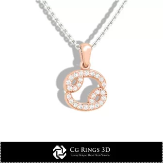 Cancer Zodiac Children Pendant - 3D CAD Home, Jewelry 3D CAD, Pendants 3D CAD , 3D Zodiac Pendants, 3D Children Pendants