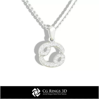 Cancer Zodiac Children Pendant - 3D CAD Home, Bijoux 3D CAO, Pendentifs 3D CAO, Pendentifs du Zodiaque 3D, Pendentifs Enfants 3D