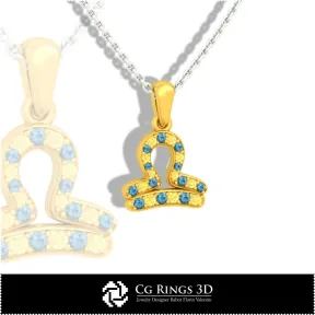 Waage Sternzeichen Kinderanhänger - 3D-CAD Zuhause, Schmuck 3D-CAD, Anhänger 3D-CAD, 3D Sternzeichenanhänger, 3D Kinderanhänger