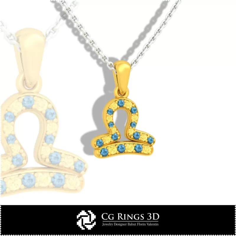 Ciondolo Zodiacale Bilancia per Bambini - CAD 3D