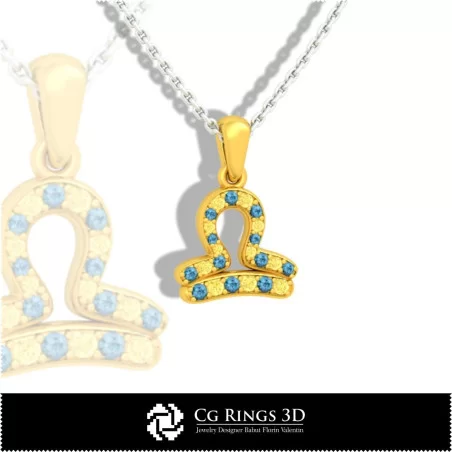 Libra Zodiac Children Pendant - 3D CAD Home, Jewelry 3D CAD, Pendants 3D CAD , 3D Zodiac Pendants, 3D Children Pendants