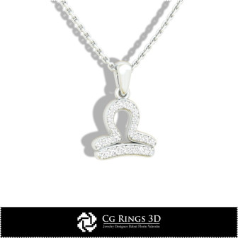 Libra Zodiac Children Pendant - 3D CAD Home,  Jewelry 3D CAD, Pendants 3D CAD , 3D Zodiac Pendants, 3D Children Pendants