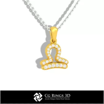 Pendentif Enfant Signe Balance - CAO 3D Accueil, CAO 3D Bijoux, CAO 3D Pendentifs, Pendentifs Zodiaque 3D, Pendentifs Enfants 3D