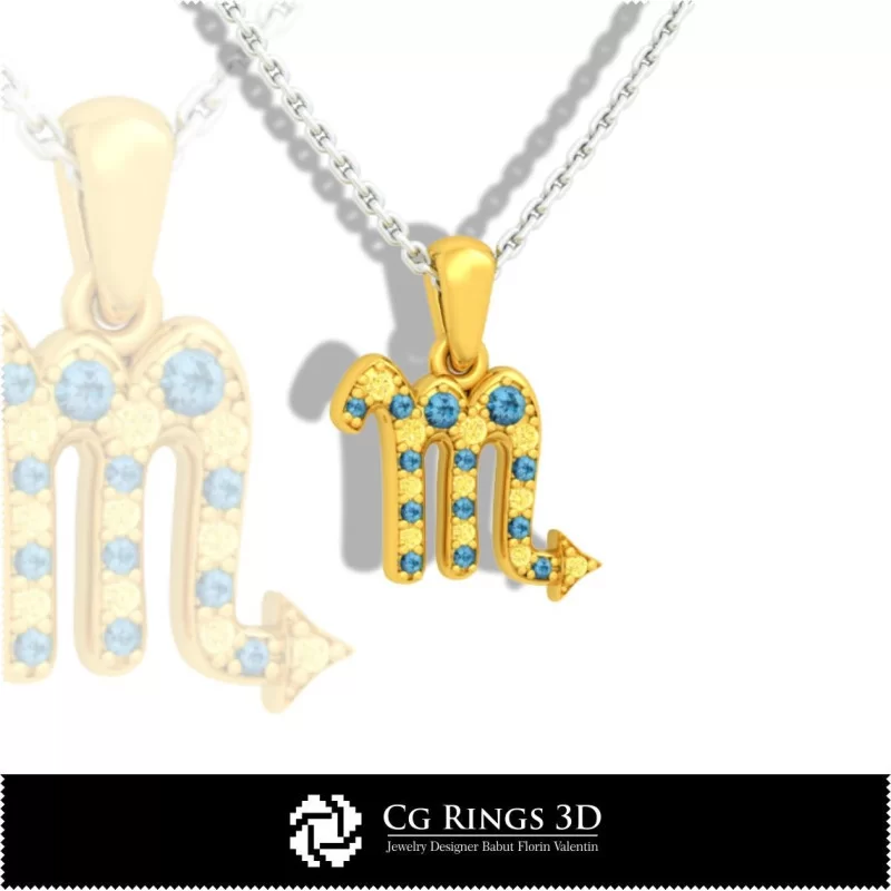 Scorpio Zodiac Children Pendant - 3D CAD Home, Jewelry 3D CAD, Pendants 3D CAD , 3D Zodiac Pendants, 3D Children Pendants