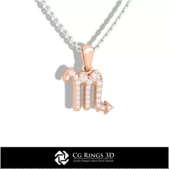 Scorpio Zodiac Children Pendant - 3D CAD Home, Jewelry 3D CAD, Pendants 3D CAD , 3D Zodiac Pendants, 3D Children Pendants