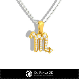 Scorpio Zodiac Children Pendant - 3D CAD Home, Bijoux 3D CAO, Pendentifs 3D CAO, Pendentifs du Zodiaque 3D, Pendentifs Enfants 3