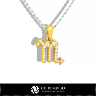 Scorpio Zodiac Children Pendant - 3D CAD Home, Bijoux 3D CAO, Pendentifs 3D CAO, Pendentifs du Zodiaque 3D, Pendentifs Enfants 3