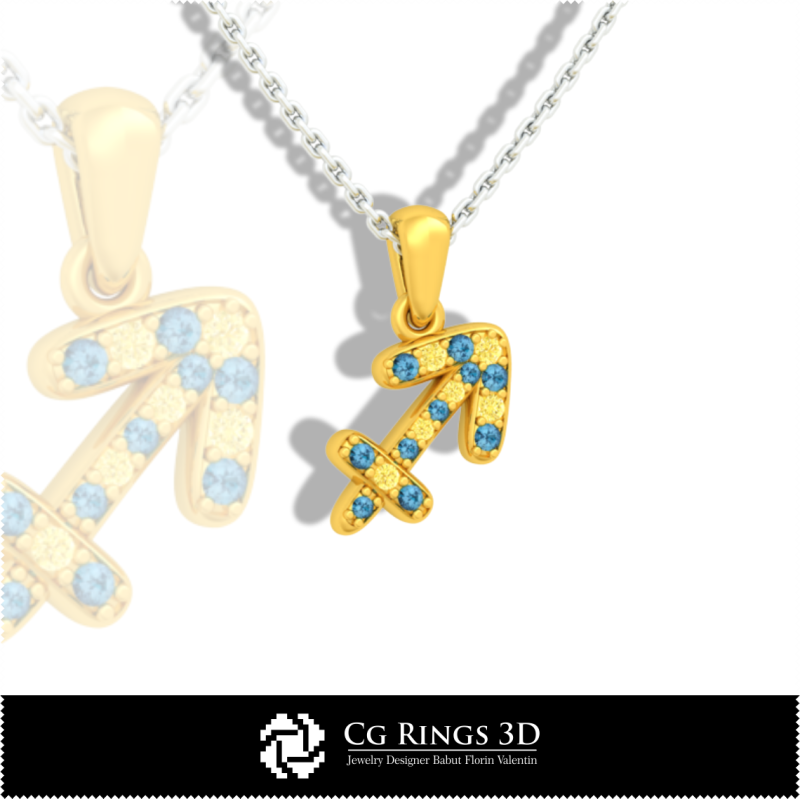 Sagittarius Zodiac Children Pendant - 3D CAD