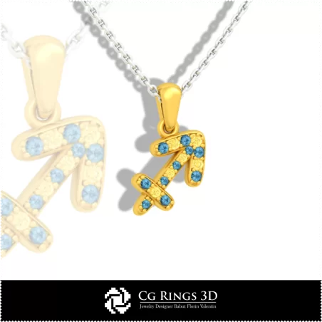 Sagittarius Zodiac Children Pendant - 3D CAD Home, Jewelry 3D CAD, Pendants 3D CAD , 3D Zodiac Pendants, 3D Children Pendants